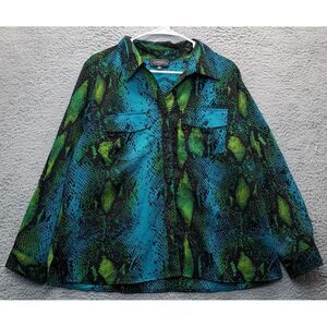 Elementz Shirt Women Petite XL Multi Animal Print Long Sleeve Collar Button Down